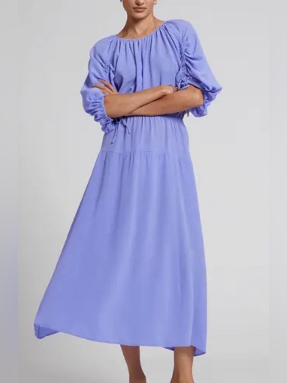 & Other Stories Los Angeles Atelier Silk Midi Dress Lavender Blue US 12